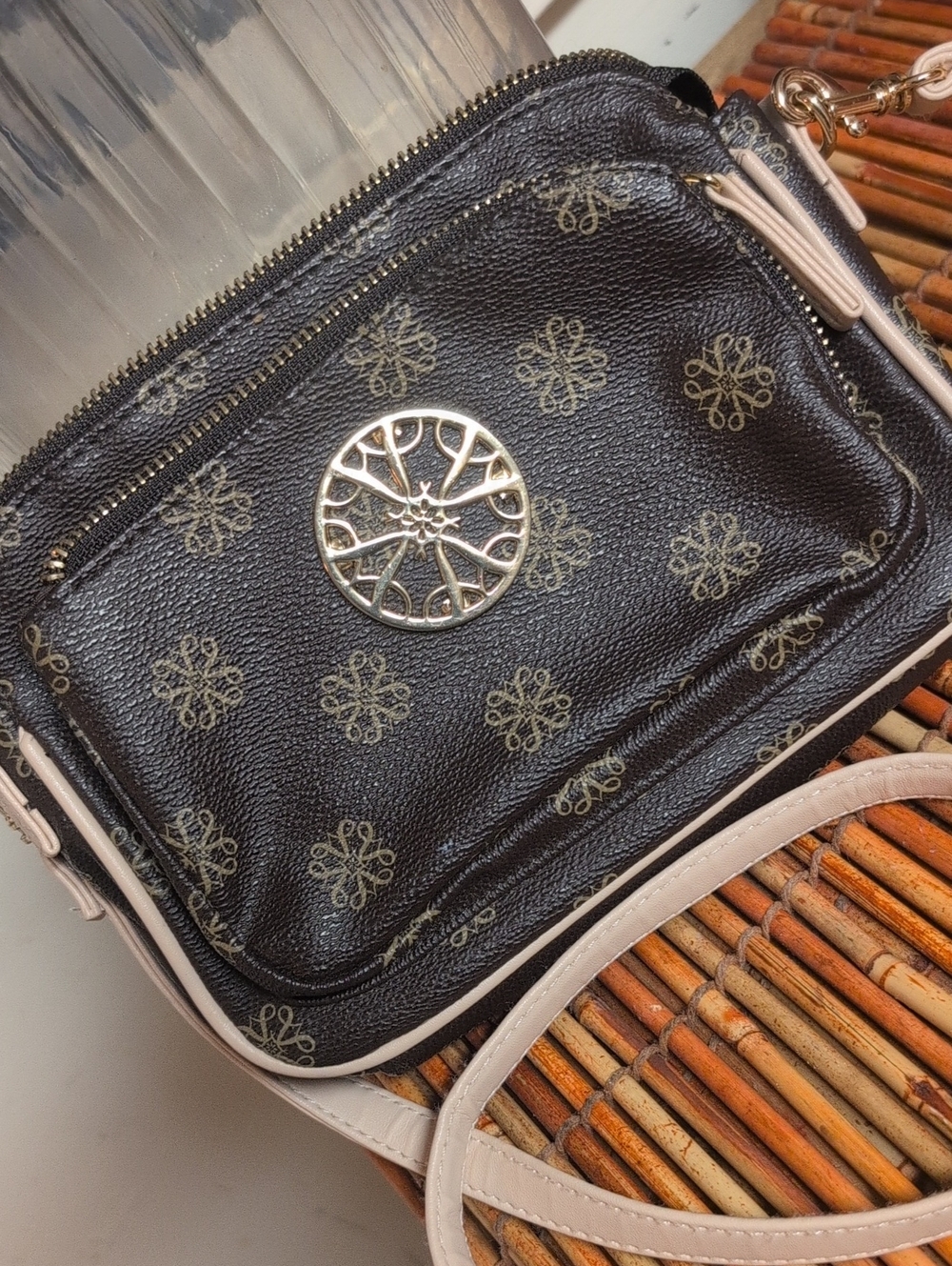 Avon Brown Crossbody Bag with Beige Trim - Fashionable Everyday Shoulder Bag